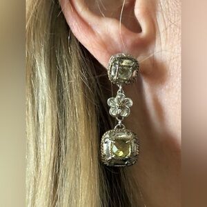 De Latori Silver & Citrine Drop Earrings with Pouch